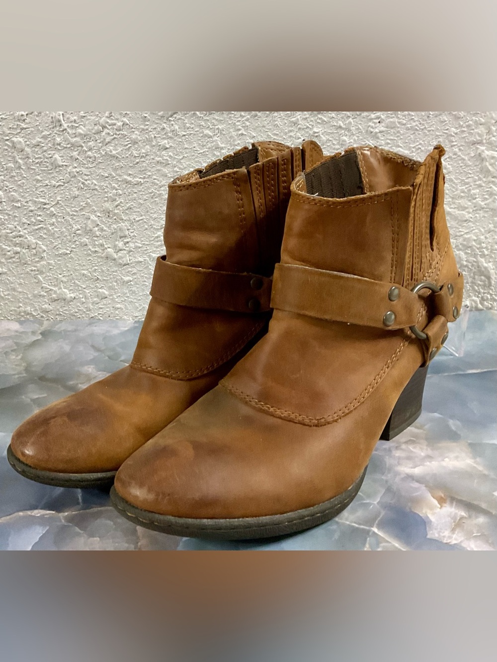 B.O.C. Born Concept Brown Ankle Booties with Strap Detail Women's Size 8.5M